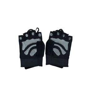 Black Fingerless Gym Workout Gloves Padded Grip‎ Fitness XL